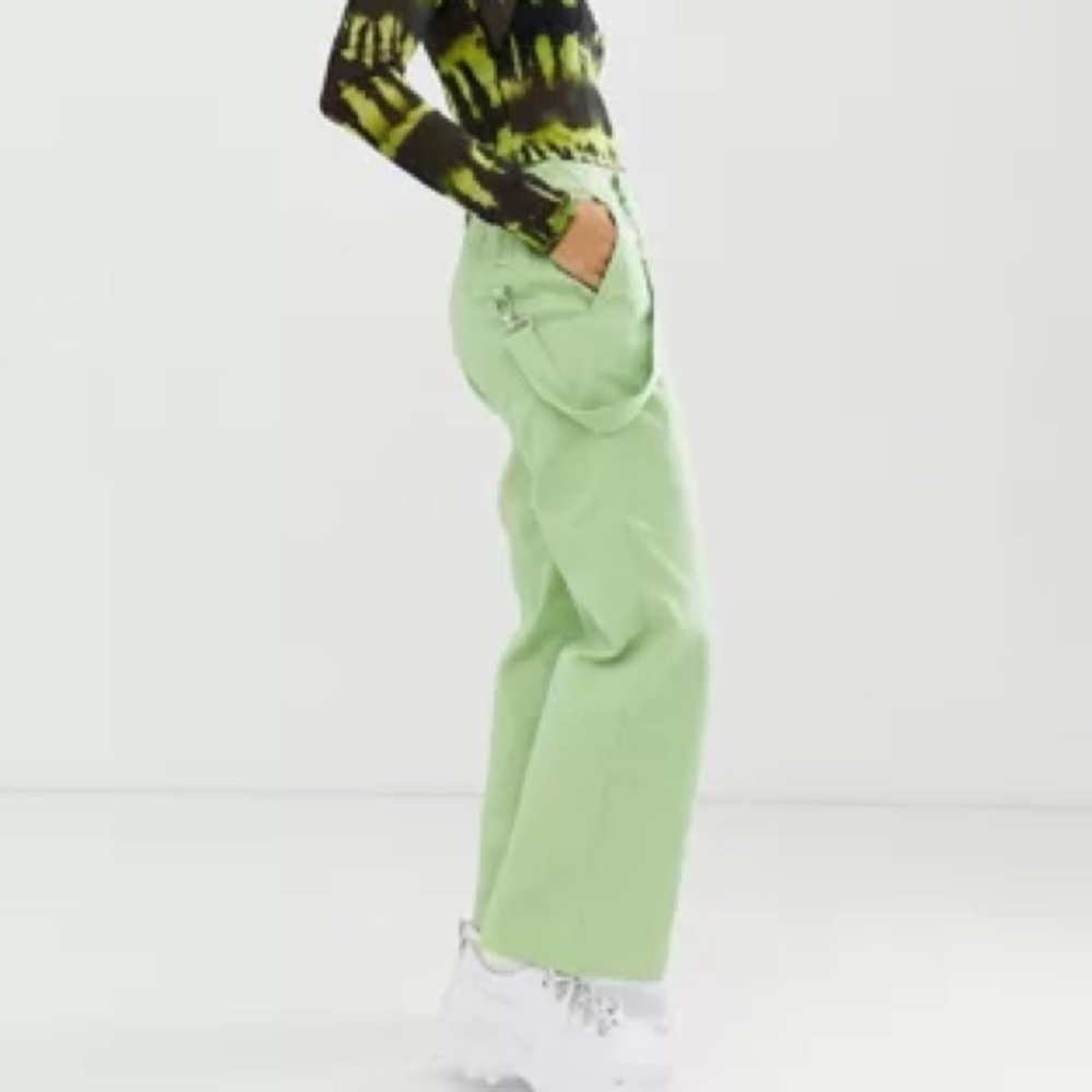 ASOS DESIGN straight leg skate pant in washed neon